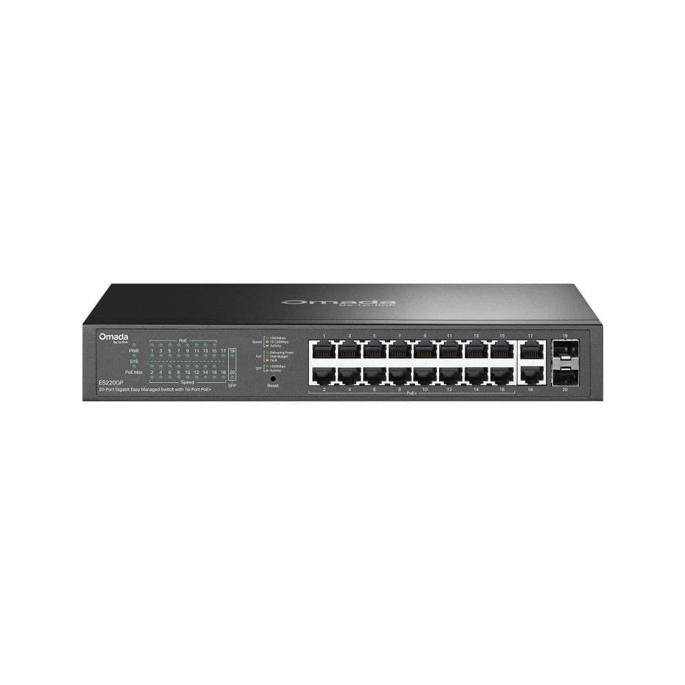 ES220GP - Omada 20-Port Gigabit Easy Managed Switch with 16-Port PoE+